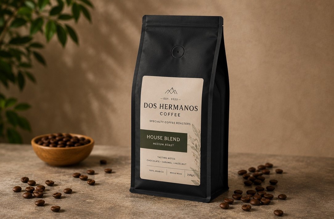Bolsa de café de especialidad con etiqueta personalizada